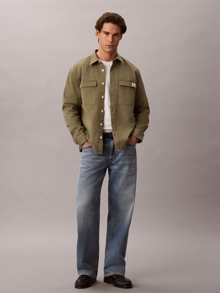 Green Comfort Cotton Utility Overshirt  Men