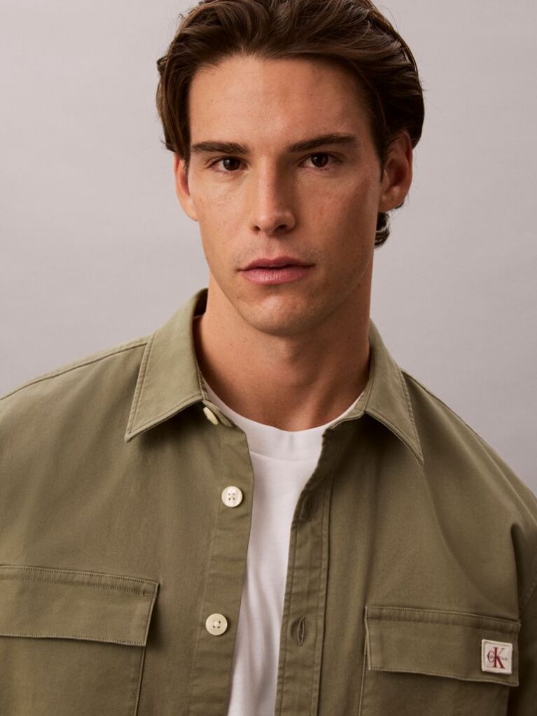 Green Comfort Cotton Utility Overshirt  Men