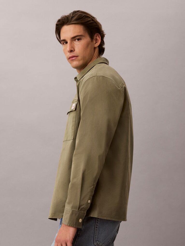 Green Comfort Cotton Utility Overshirt  Men