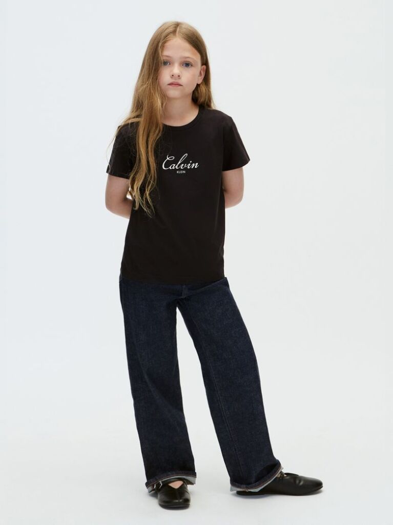 Black Script Logo T-Shirt  Girls