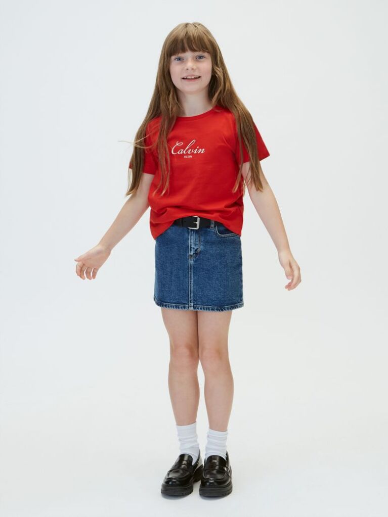 Red Script Logo T-Shirt  Girls