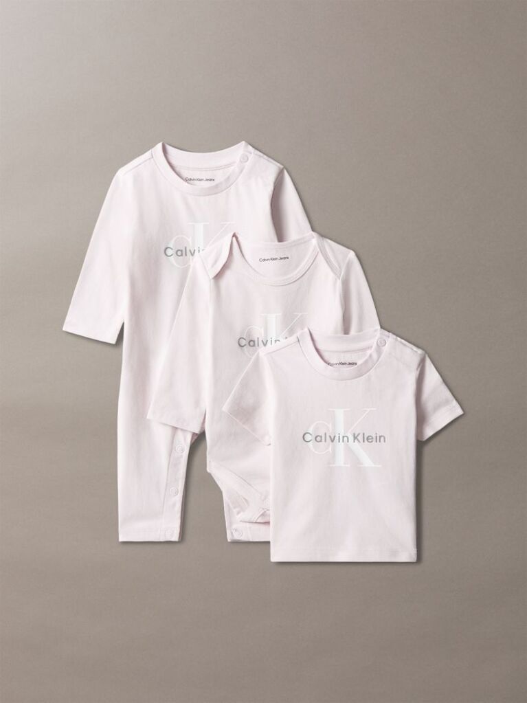Ροζ Βρεφικό Σετ Δώρου Με T-Shirt, Κορμάκι Και Πιτζάμα  Βρεφικά