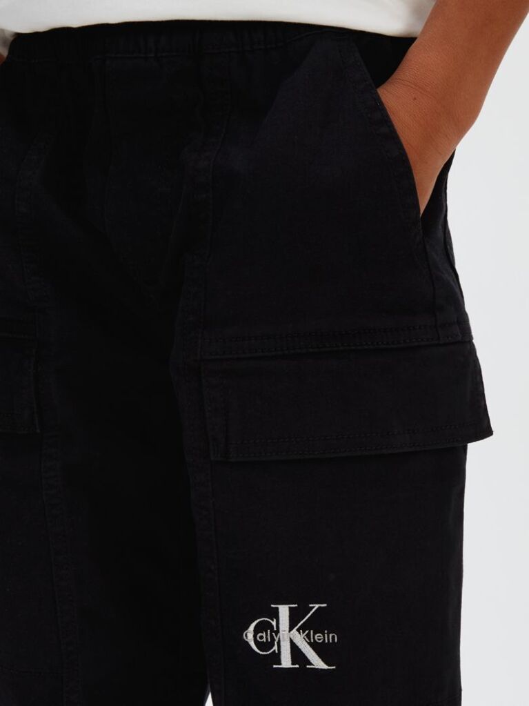 Black Woven Cargo Joggers  Boys