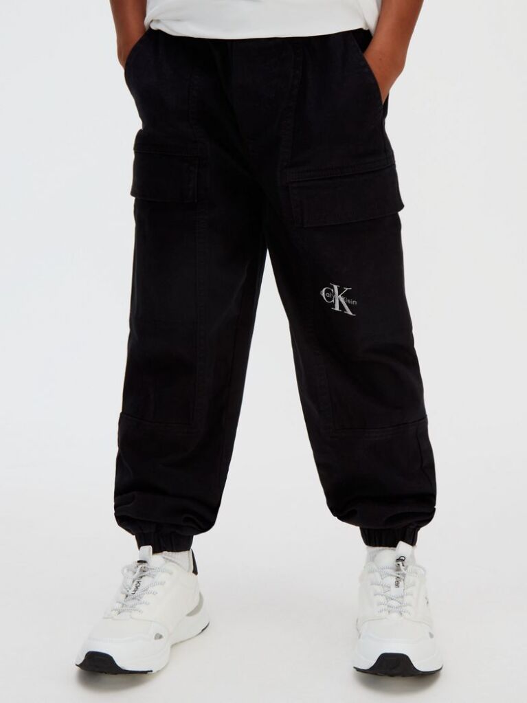 Black Woven Cargo Joggers  Boys