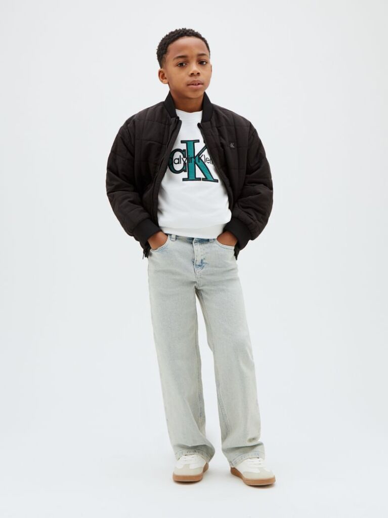 White Monologo Terry Crew Neck Sweatshirt  Boys