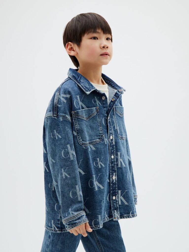 Denim All-Over Bleached Monogram Denim Shirt  Boys