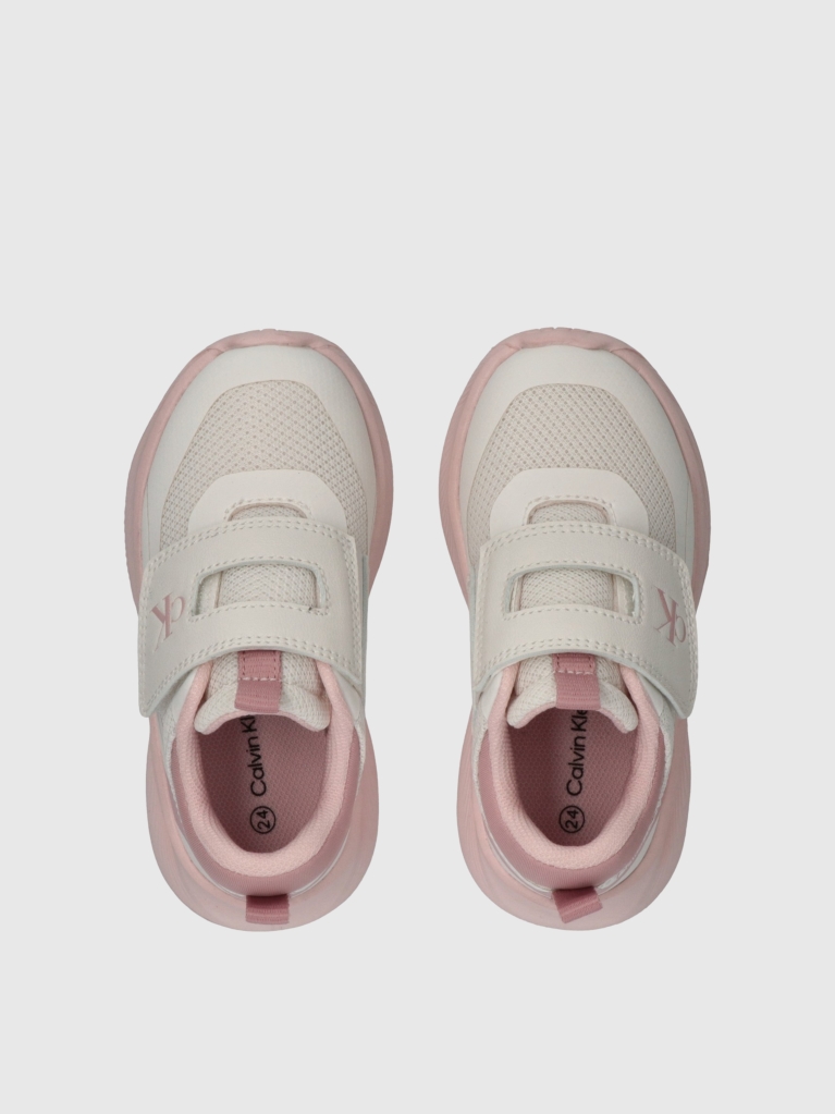 Pink Low Cut Velcro Sneakers  Girls