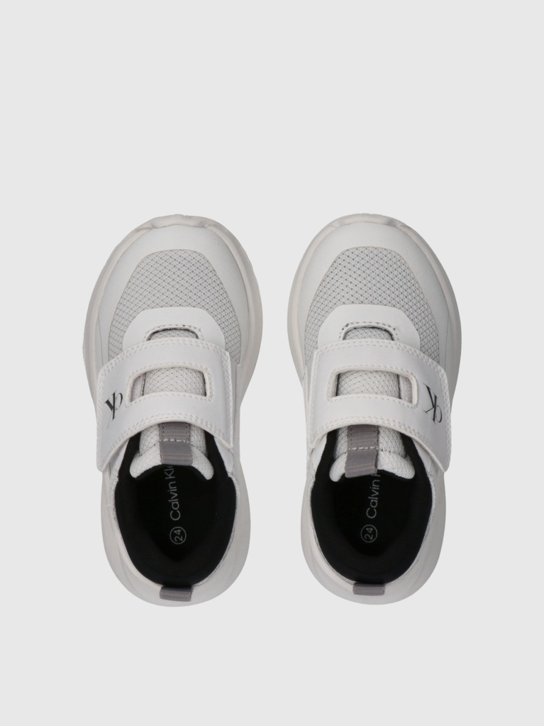White Low Cut Velcro Sneakers  Kids Unisex