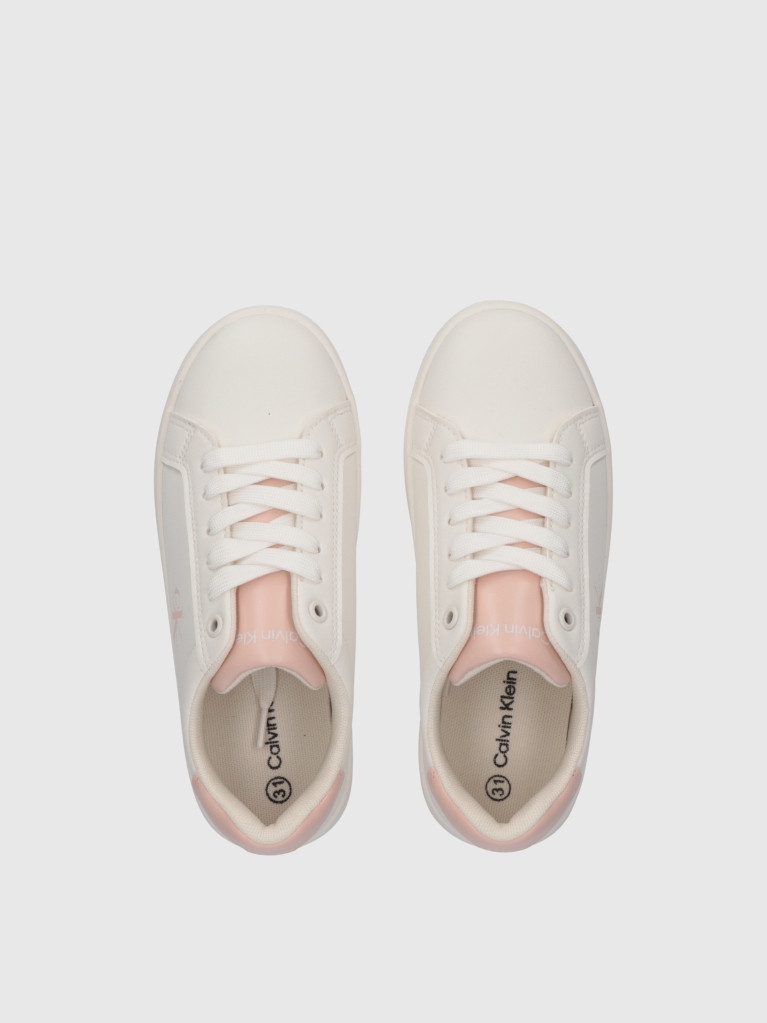White Kids Low Cut Lace-Up Sneaker  Girls