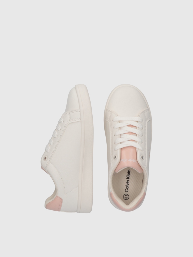 White Kids Low Cut Lace-Up Sneaker  Girls