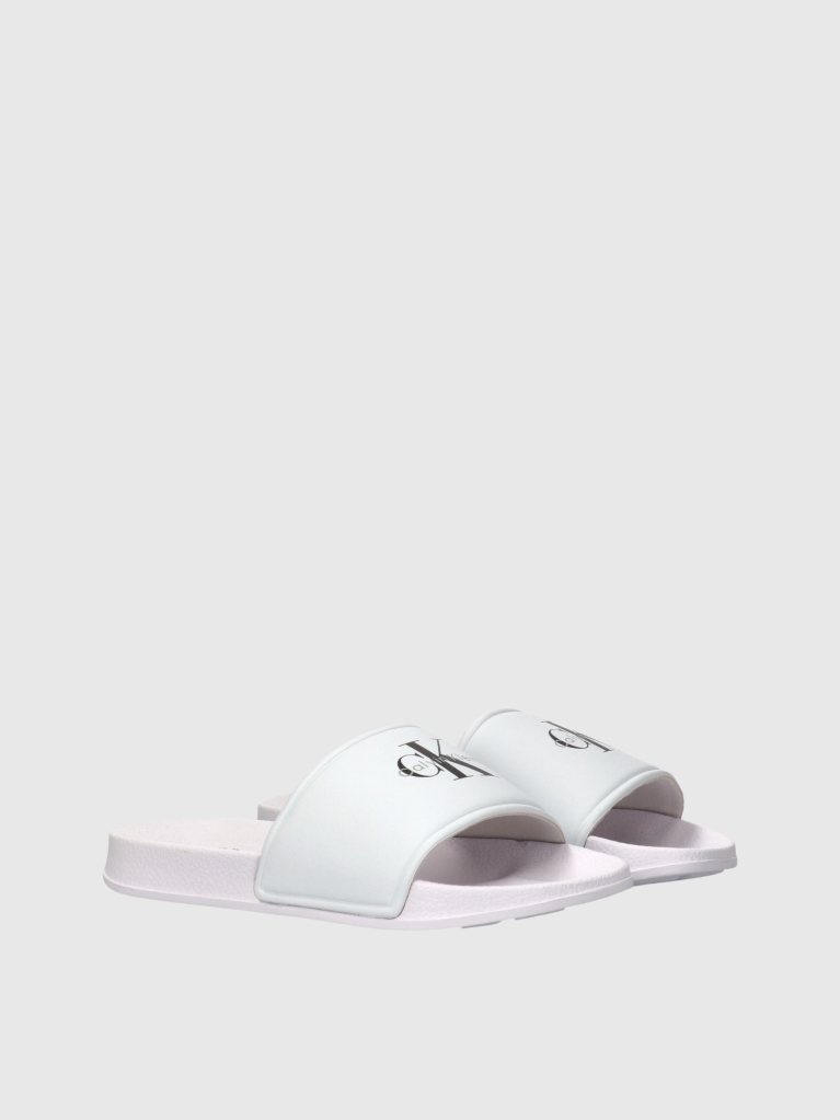 White Kids Signature Logo Sliders  Kids Unisex
