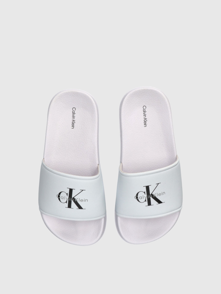 White Kids Signature Logo Sliders  Kids Unisex