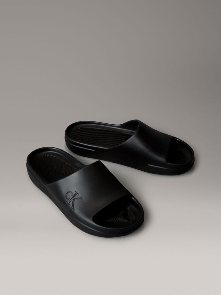 Black One-Piece Signature Logo Sliders  Men