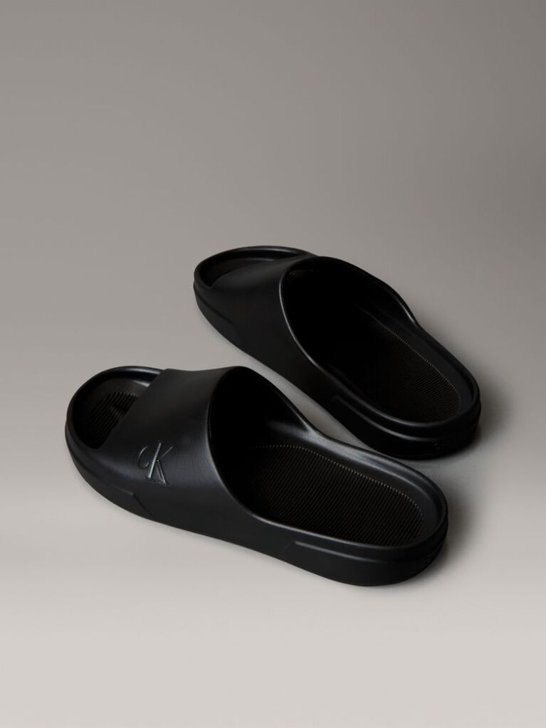 Black One-Piece Signature Logo Sliders  Men