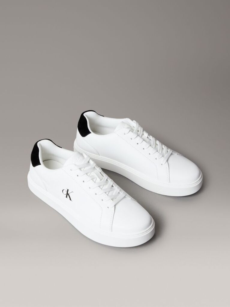 Λευκό Δερμάτινα Sneakers Με Signature Λογότυπο  Άνδρας