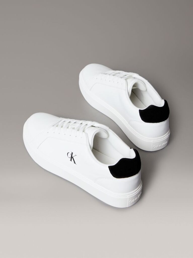 Λευκό Δερμάτινα Sneakers Με Signature Λογότυπο  Άνδρας