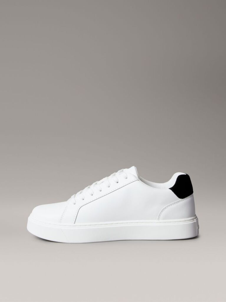 Λευκό Δερμάτινα Sneakers Με Signature Λογότυπο  Άνδρας
