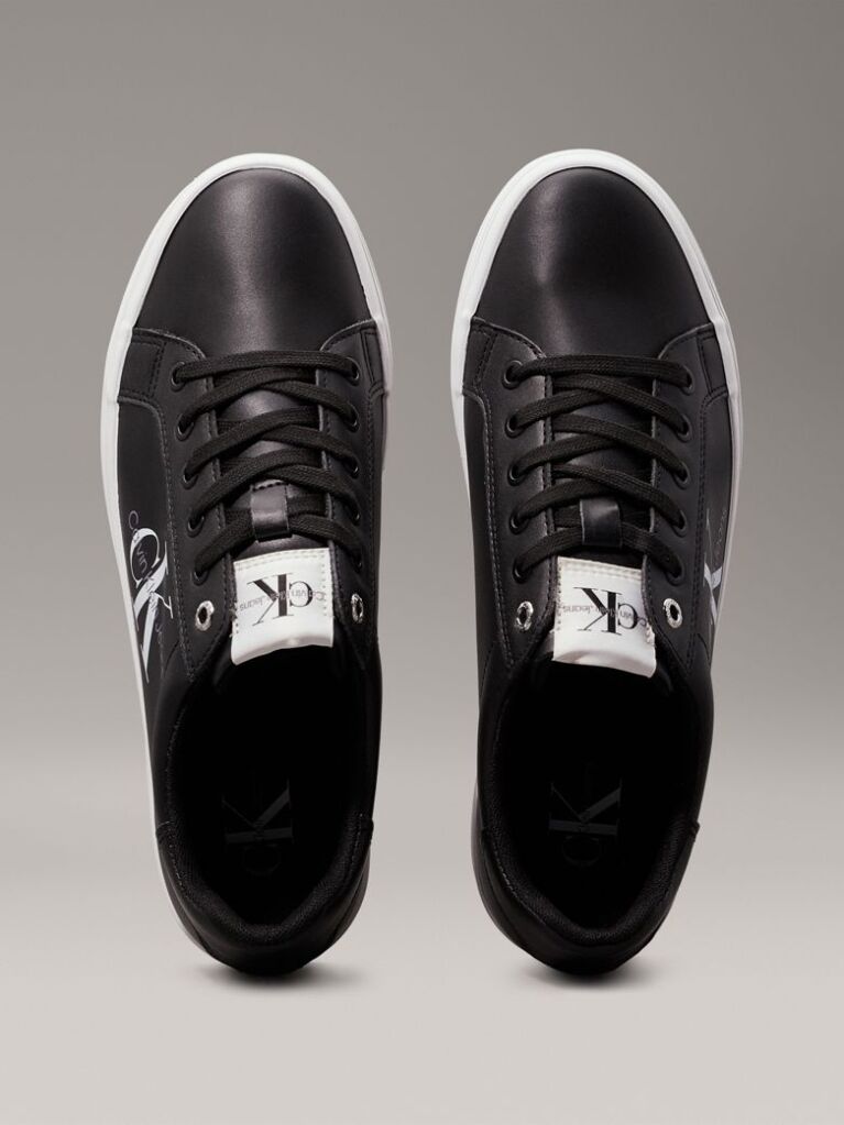 Μαύρο Δερμάτινα Sneakers Με Πλατφόρμα  Γυναίκα