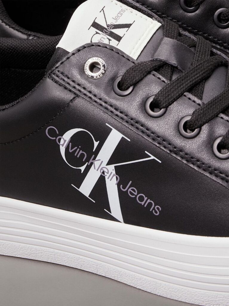 Μαύρο Δερμάτινα Sneakers Με Πλατφόρμα  Γυναίκα