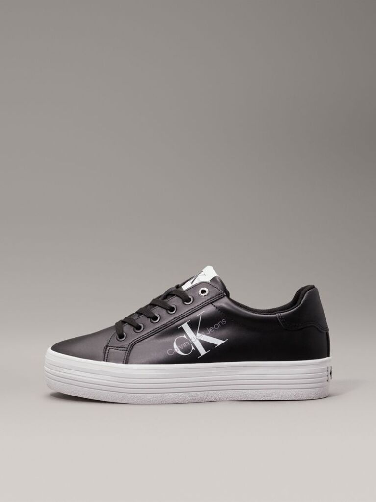 Μαύρο Δερμάτινα Sneakers Με Πλατφόρμα  Γυναίκα