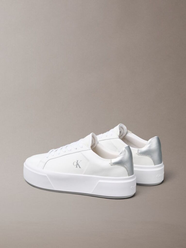 White Sienna - Leather Logo Platform Trainers  Women