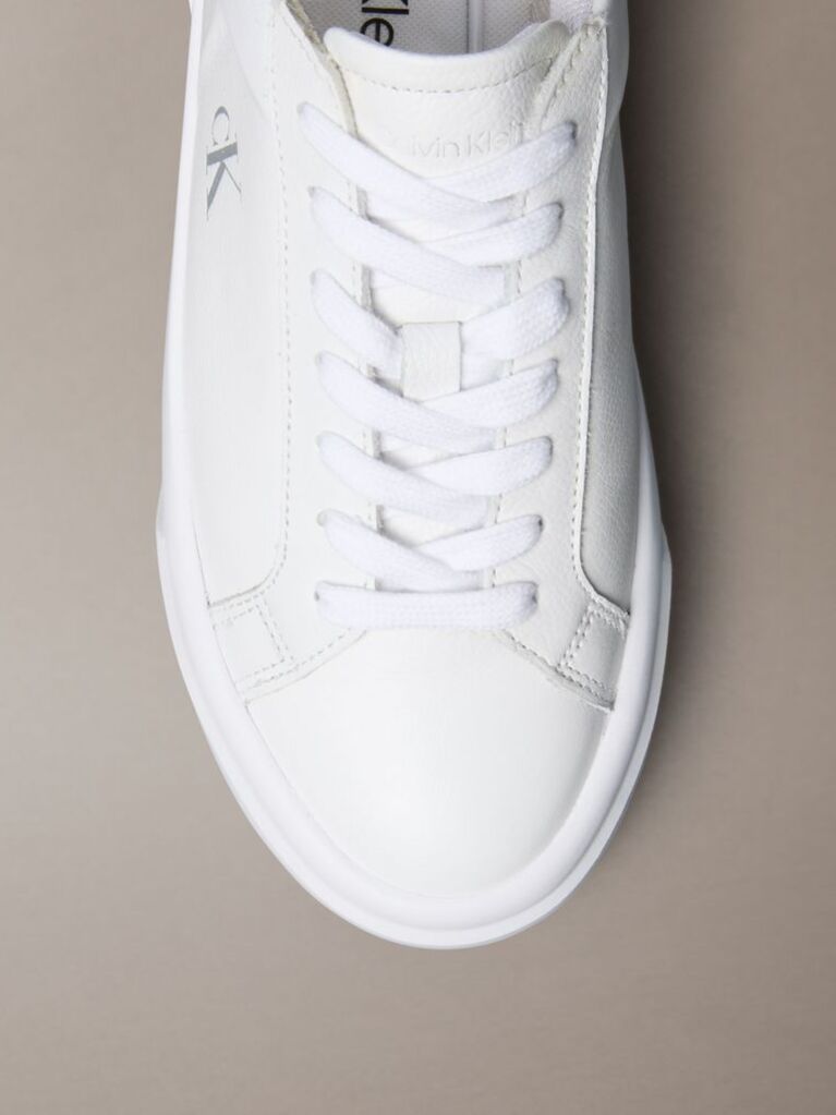White Sienna - Leather Logo Platform Trainers  Women