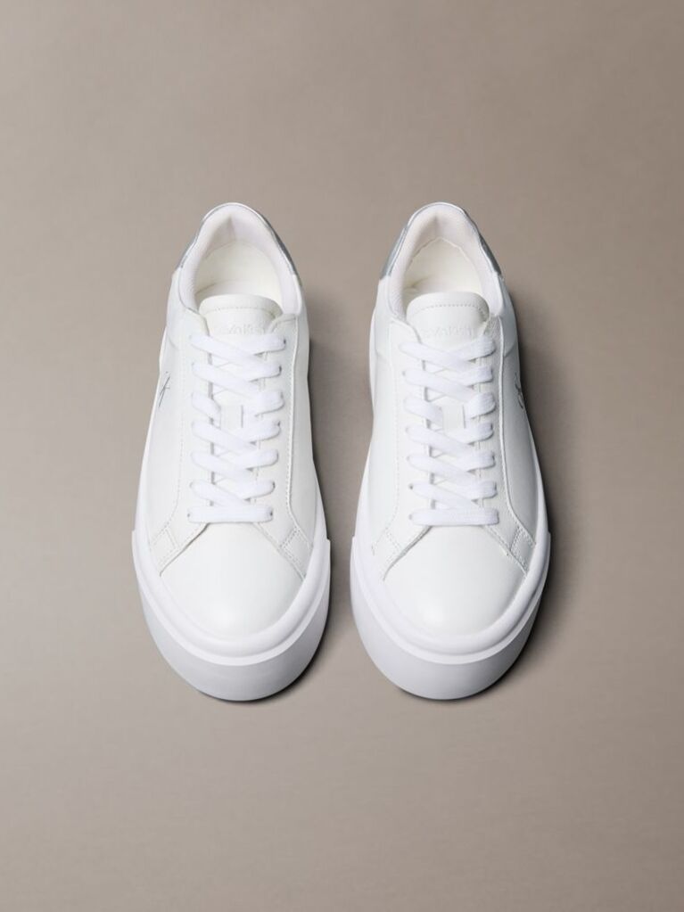 White Sienna - Leather Logo Platform Trainers  Women