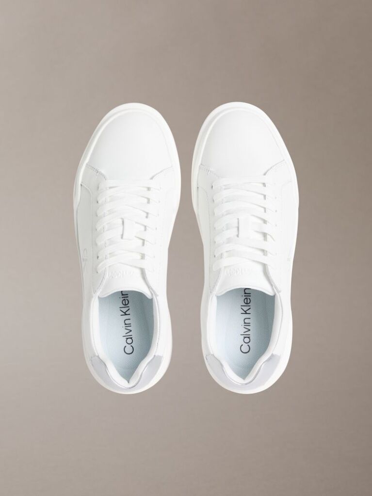 Λευκό Chunky Sneakers Από Δέρμα Με Ασημί Λεπτομέρεια  Γυναίκα