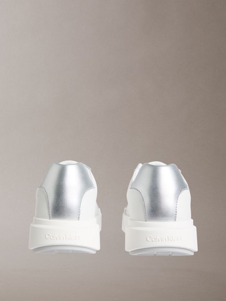 Λευκό Chunky Sneakers Από Δέρμα Με Ασημί Λεπτομέρεια  Γυναίκα