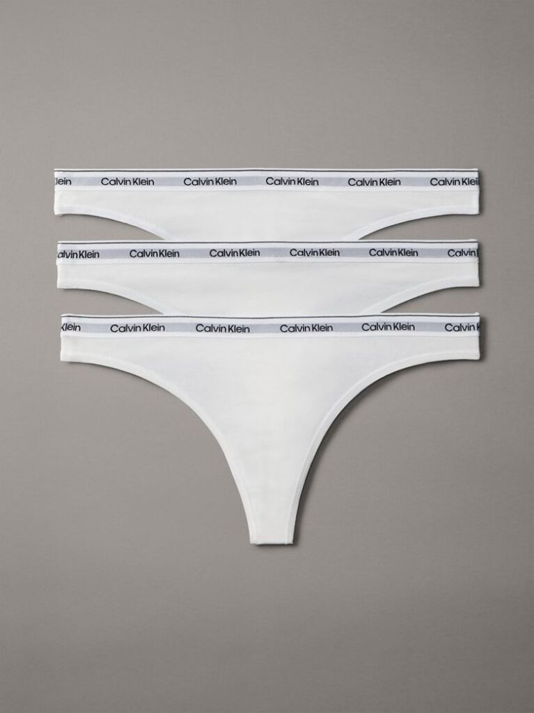 White 3 Pack Thongs - Modern Logo  Women