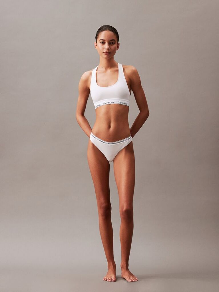 White 3 Pack Thongs - Modern Logo  Women