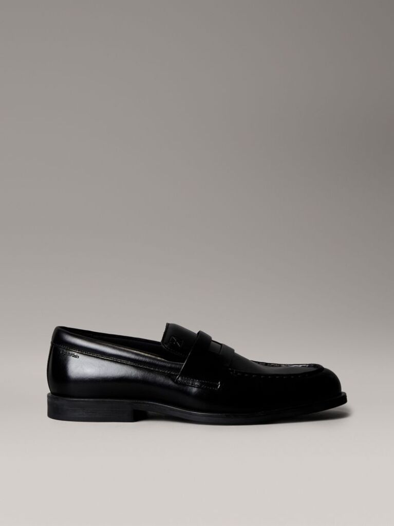 Black Leather Airfit® Cushioned Penny Loafers  Men