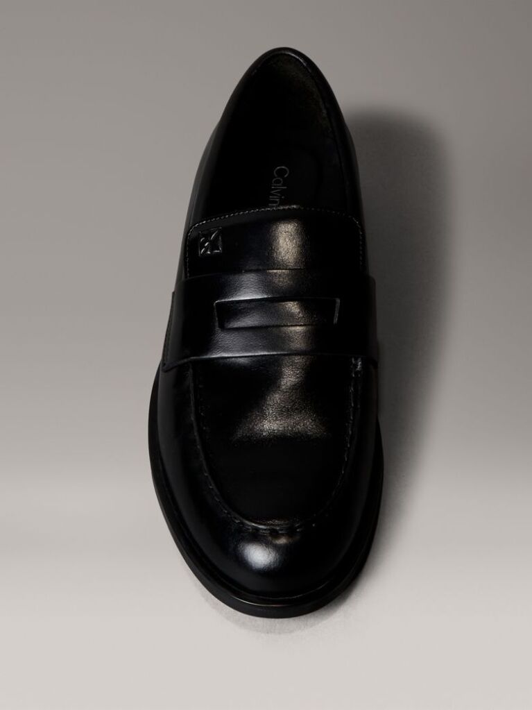 Black Leather Airfit® Cushioned Penny Loafers  Men
