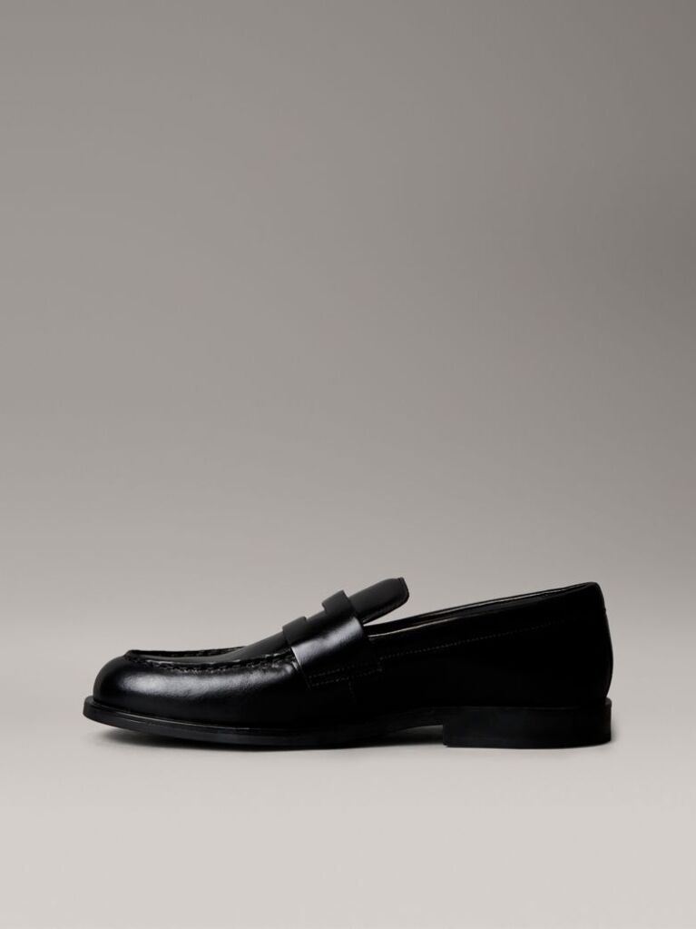 Black Leather Airfit® Cushioned Penny Loafers  Men