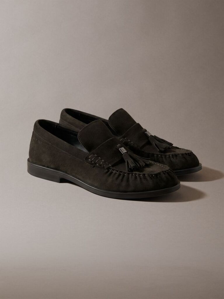 Brown Hardware Tassel Suede Loafers  Men