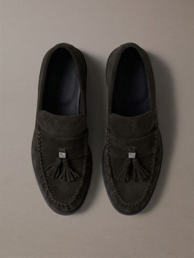 Brown Hardware Tassel Suede Loafers  Men