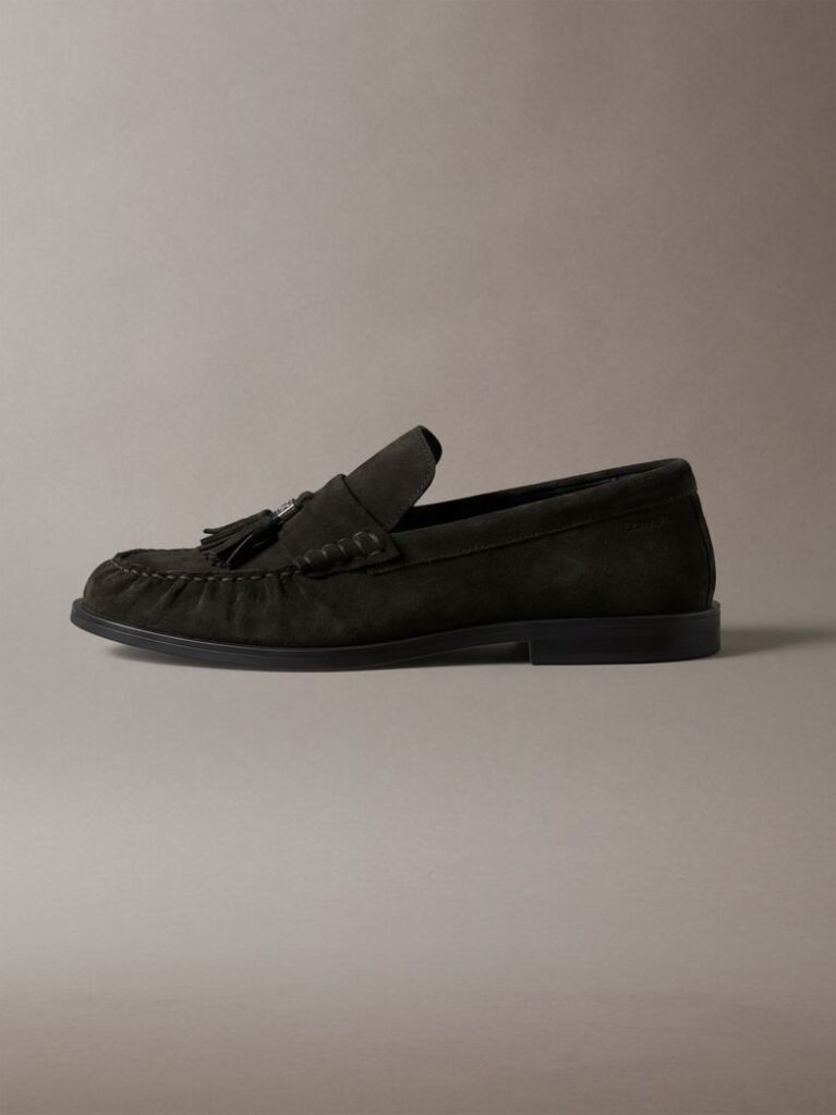 Brown Hardware Tassel Suede Loafers  Men