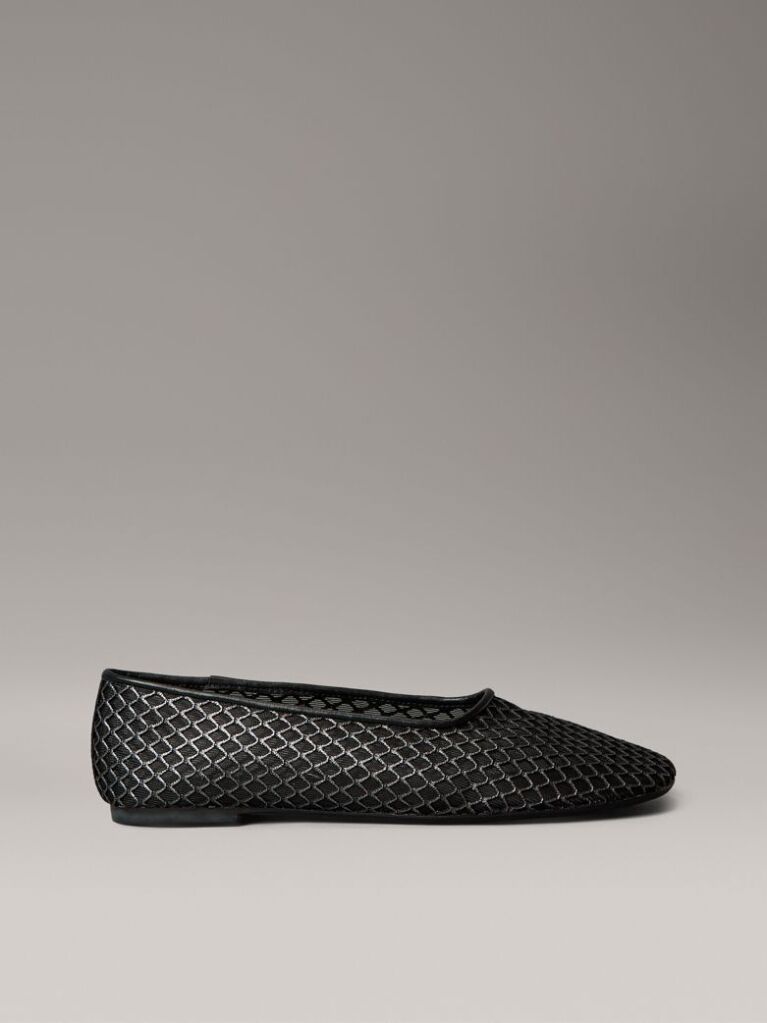 Black Shimmer Mesh Ballerinas  Women