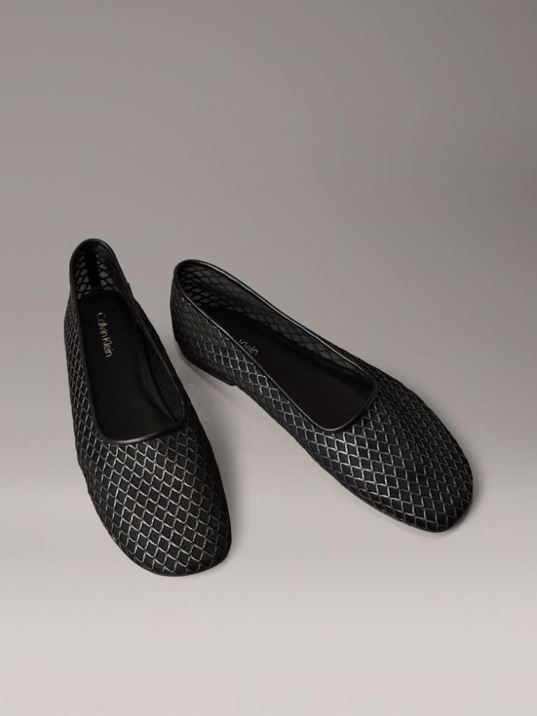 Black Shimmer Mesh Ballerinas  Women