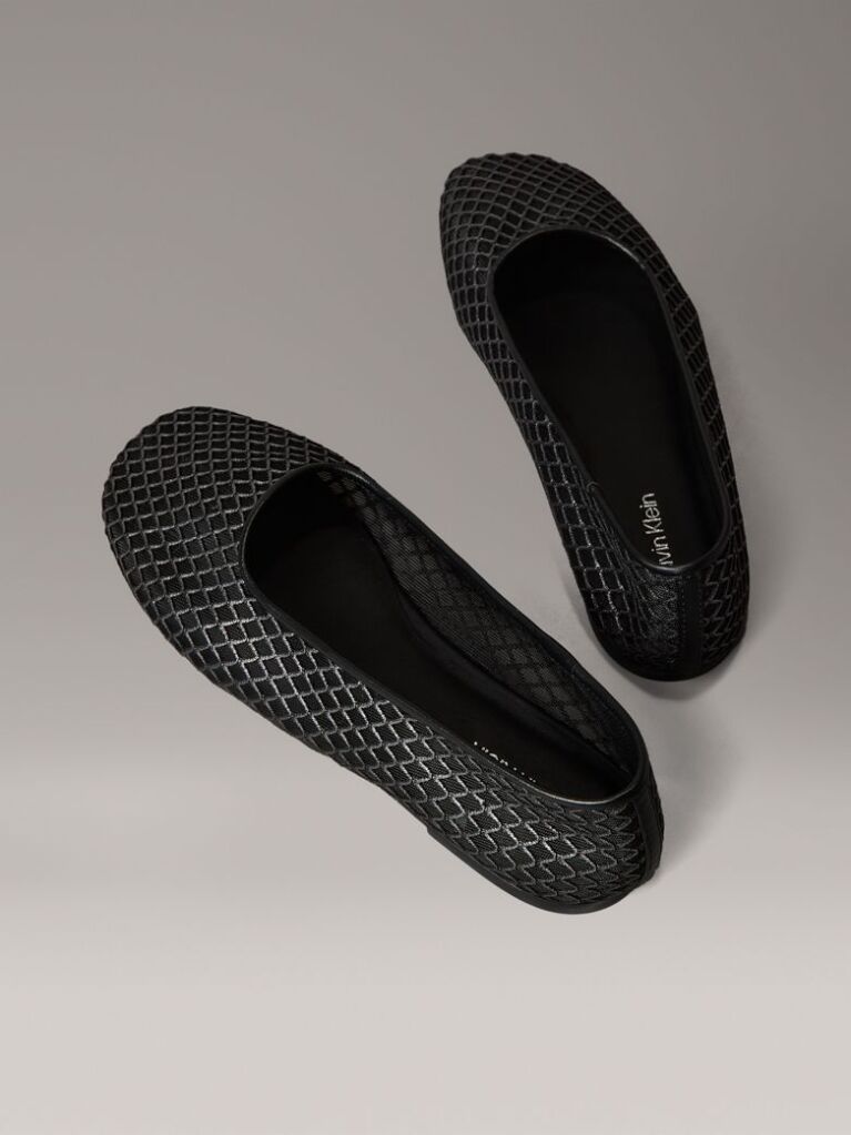 Black Shimmer Mesh Ballerinas  Women