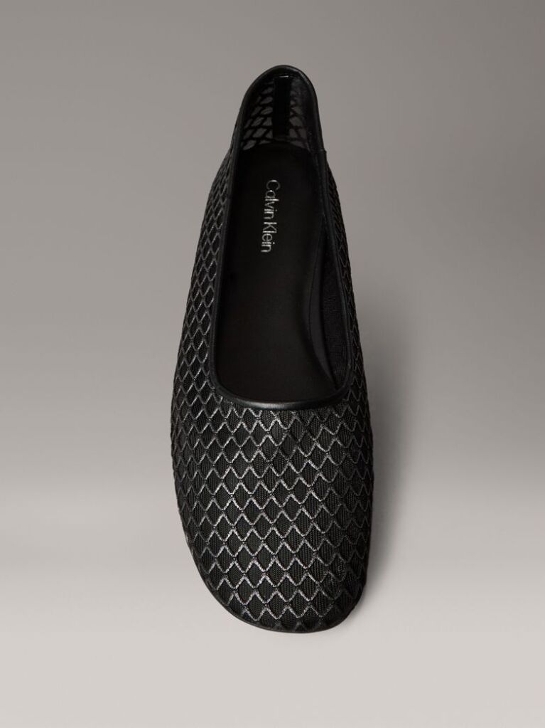 Black Shimmer Mesh Ballerinas  Women