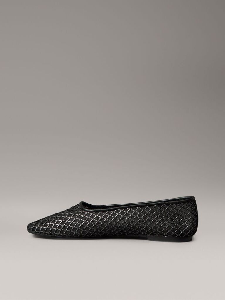 Black Shimmer Mesh Ballerinas  Women