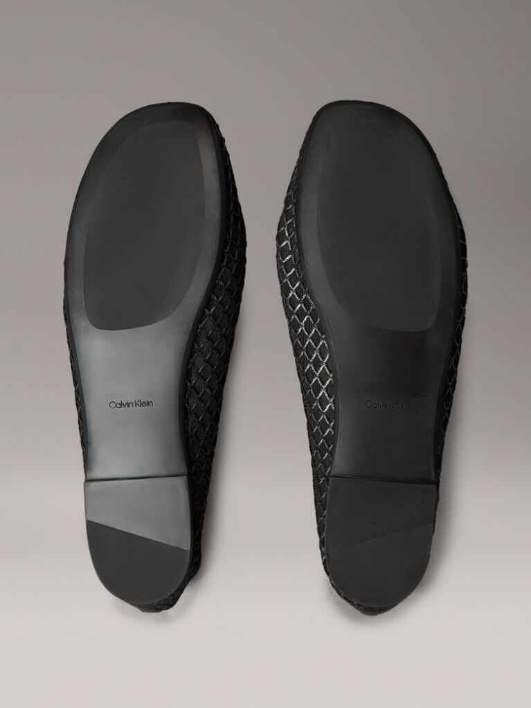 Black Shimmer Mesh Ballerinas  Women