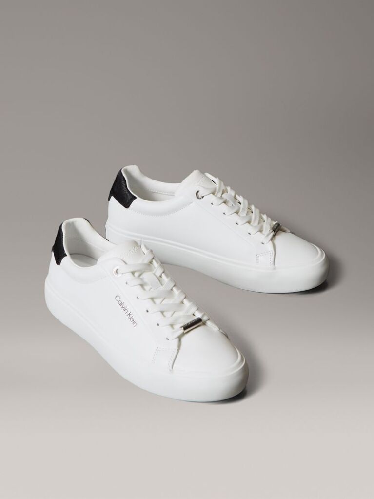 Λευκό Sneakers Από Απαλό Δέρμα Και Ανάγλυφο Λογότυπο  Γυναίκα