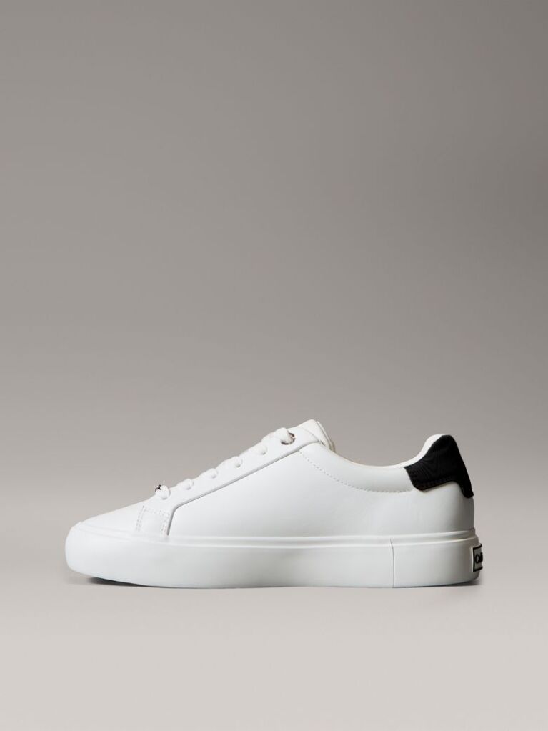 Λευκό Sneakers Από Απαλό Δέρμα Και Ανάγλυφο Λογότυπο  Γυναίκα