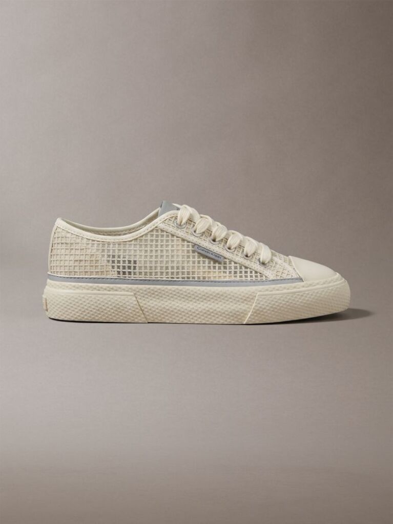 Beige Raffia Vulcanised Trainers  Women
