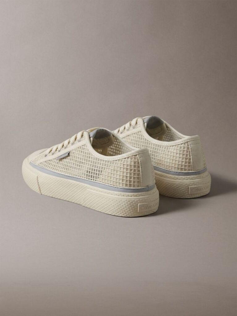 Beige Raffia Vulcanised Trainers  Women
