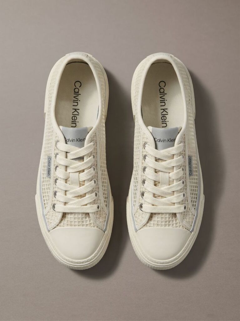 Beige Raffia Vulcanised Trainers  Women