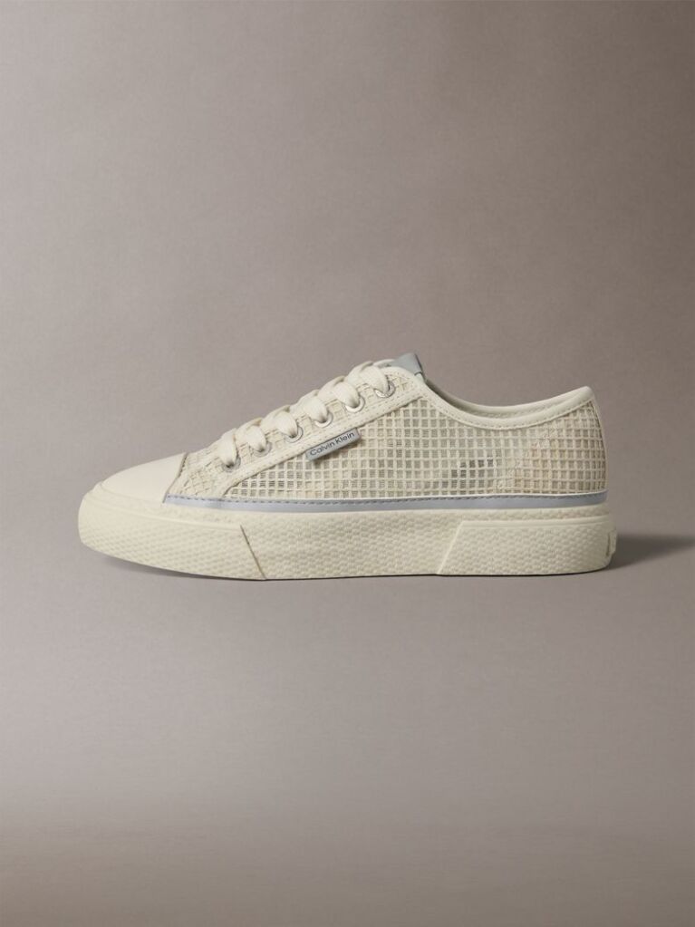 Beige Raffia Vulcanised Trainers  Women