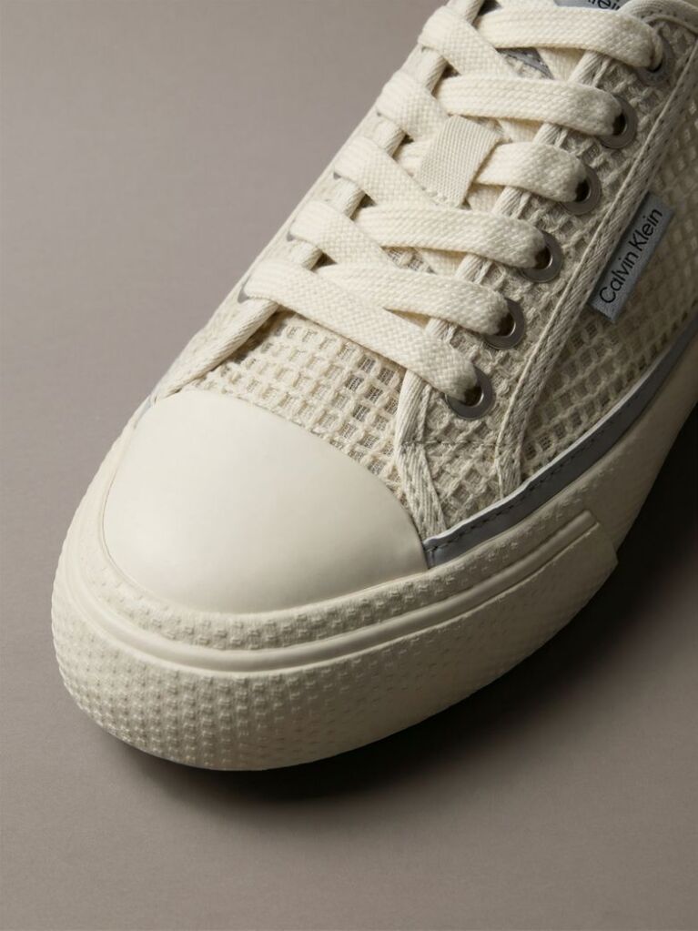 Beige Raffia Vulcanised Trainers  Women